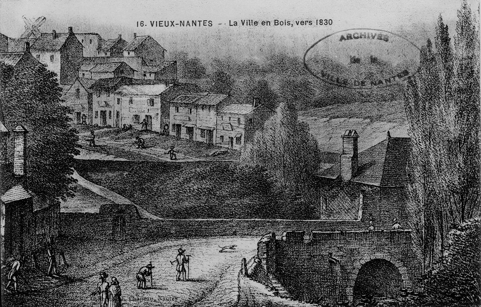 La Ville-en-Bois et le pont de Gigant sur la Chézine, vers 1830 (9Fi146)