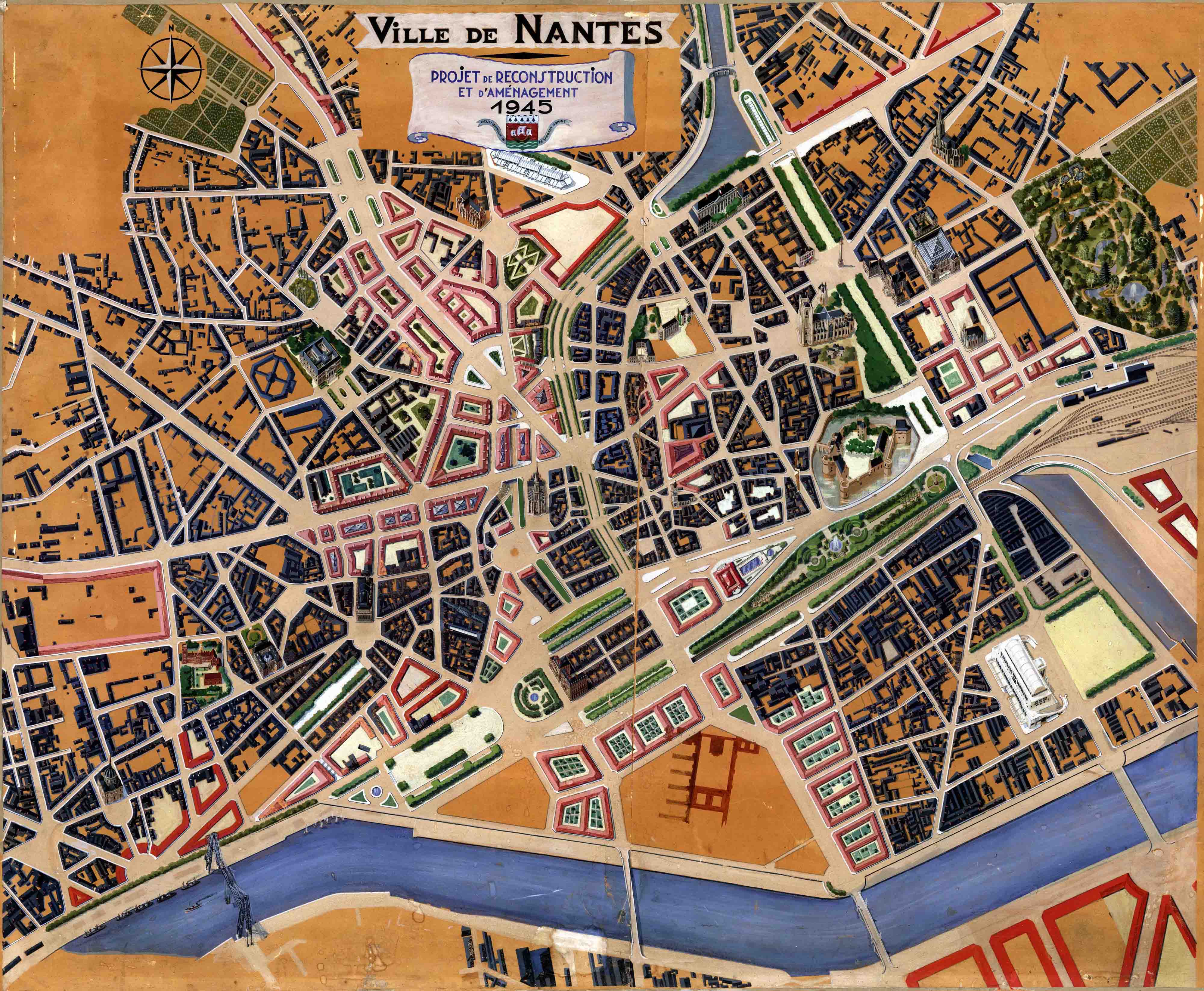 Projet de reconstruction et d'aménagement de la ville de Nantes, 1945 (1Fi972)