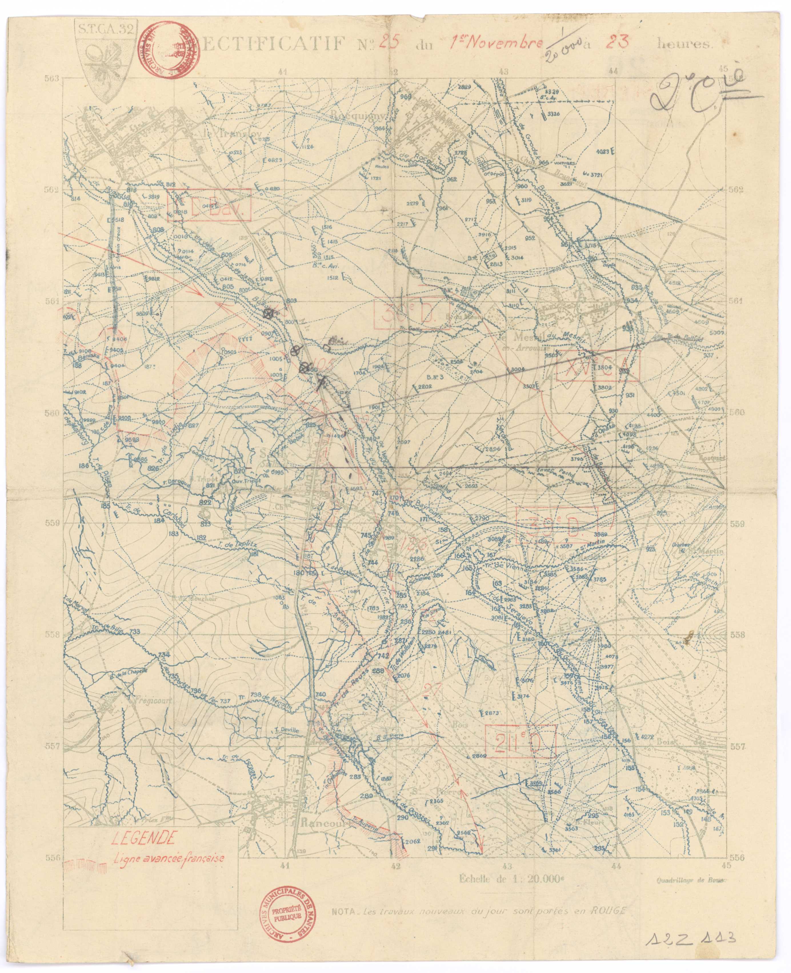 Plan de la bataille de la Somme et des avancées françaises, novembre 1916 (12Z113)