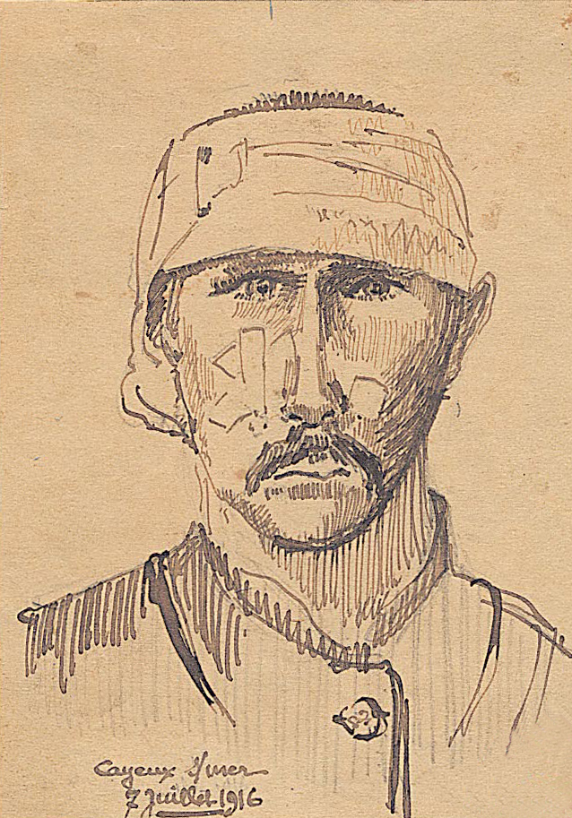 Auportrait, blessé, le 7 juillet 1916, en convalescence à Cayeux-sur-Mer (12Z88)