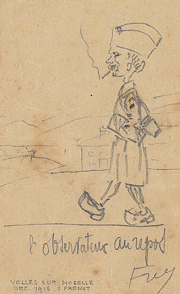 Caricature d'un soldat en Moselle, décembre 1916 (12Z88)