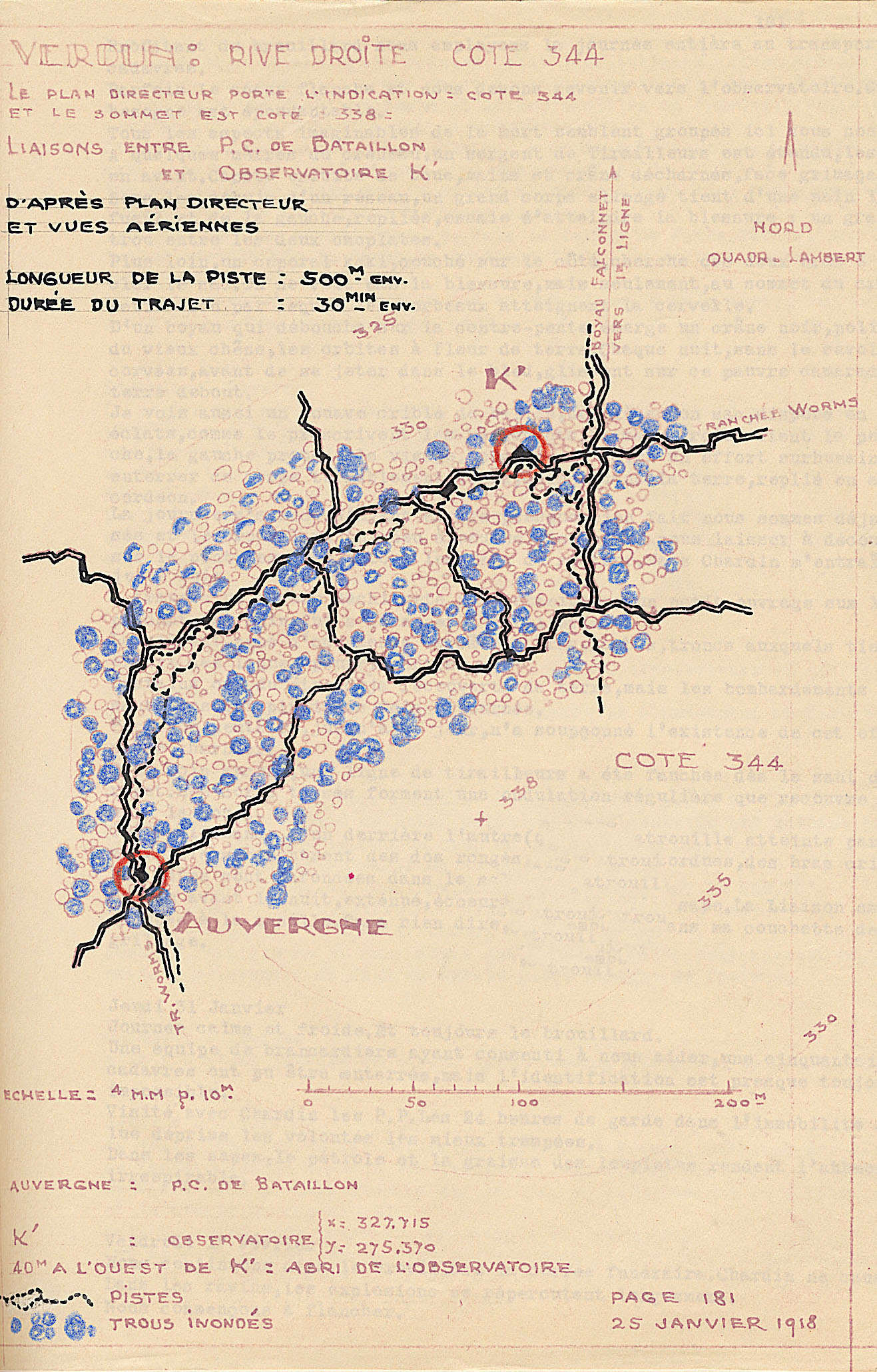 Schéma des lignes de Verdun en janvier 1918 (12Z88)