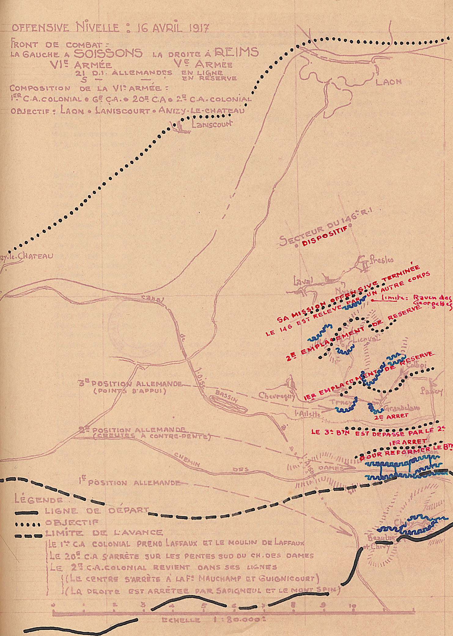 Plan de l'offensive Nivelle le 16 avril 1917 (12Z88)