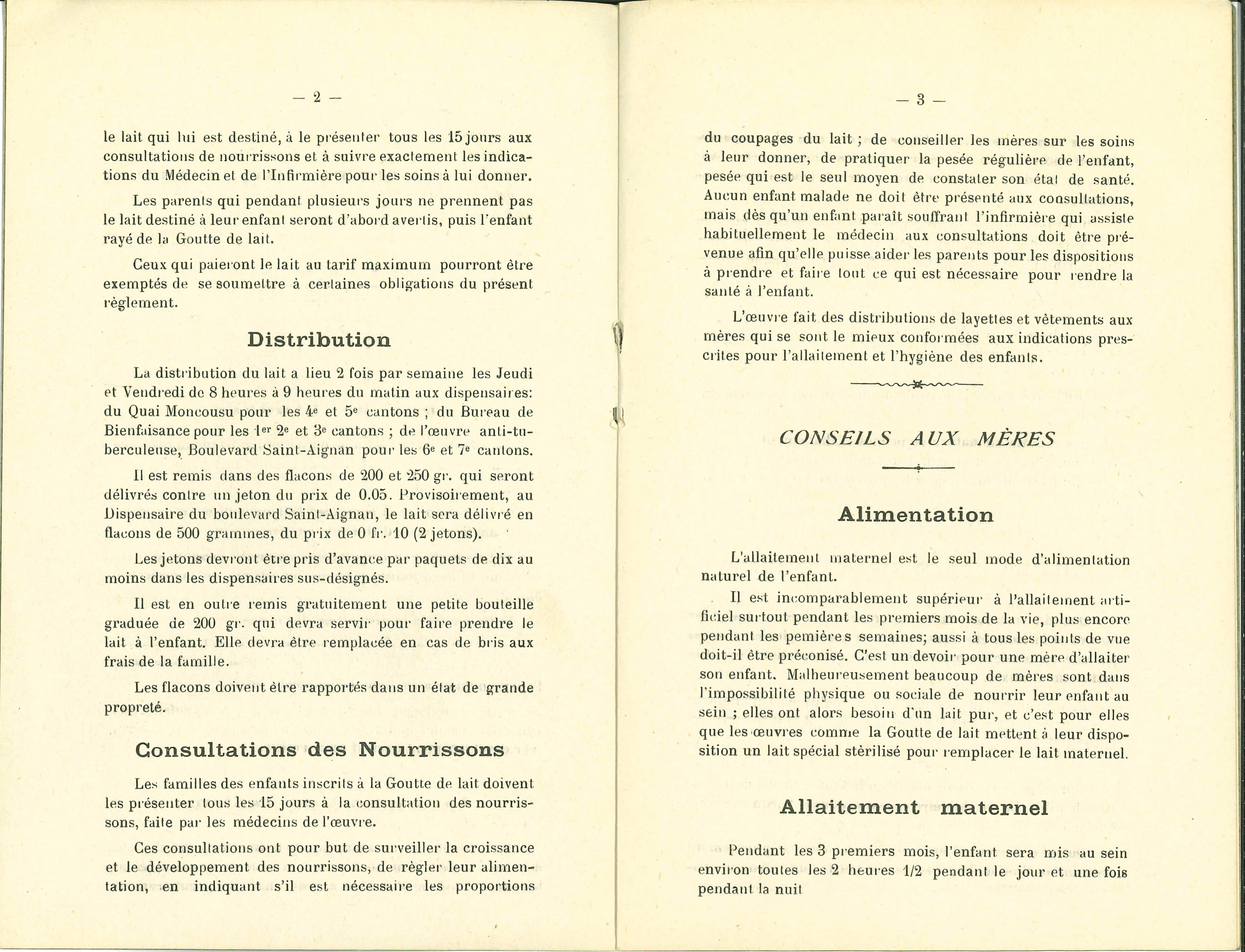 Règlement de la Goutte de Lait, édité en 1913 (Q2C3D11)