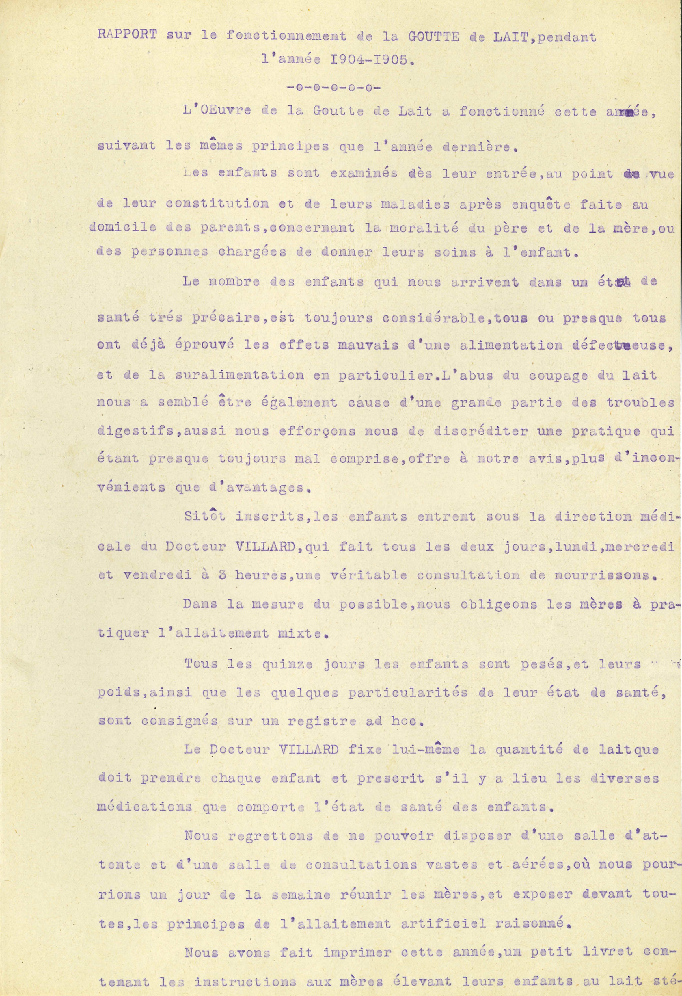 Rapport de fonctionnement de l'année 1904-1905, recto (Q5C12D20)