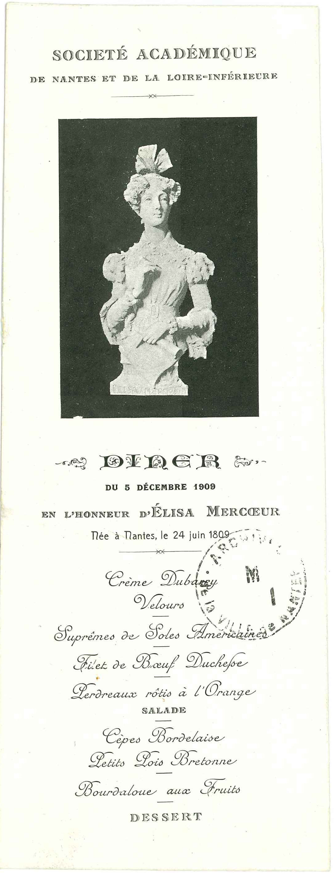 Banquet donné en l'honneur d'Élisa Mercoeur, juin 1909 (1M1126)