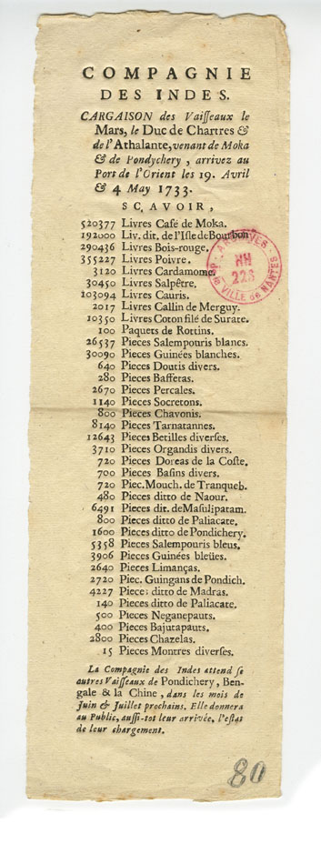 Ventes de la Compagnie des Indes, 1733 (HH223)