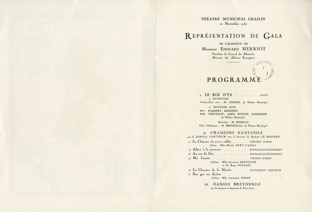 Programme du gala donné au théâtre Graslin le 20 novembre 1932, verso (I1C41D52)