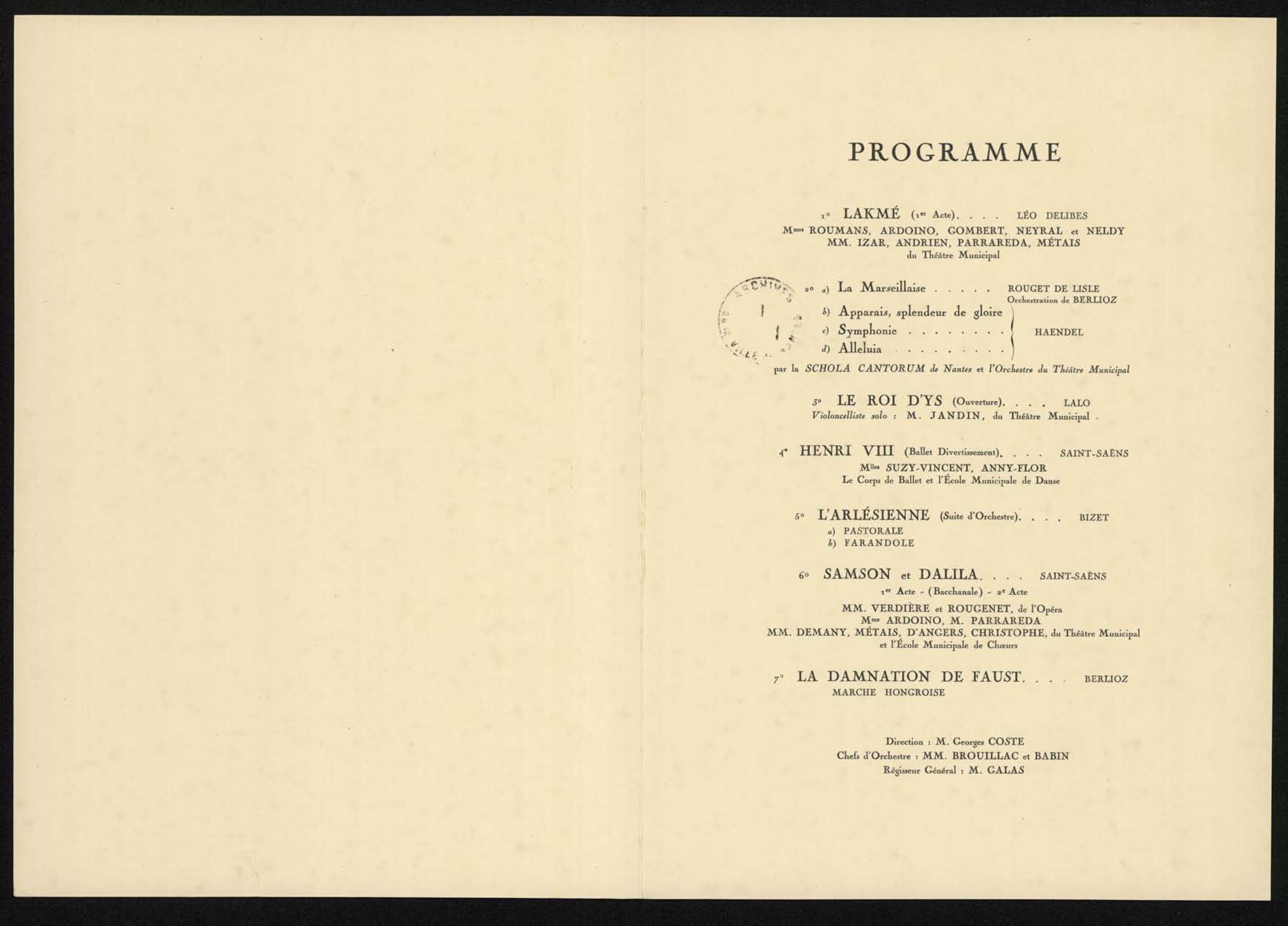 Programme de la soirée de gala organisée au théâtre Graslin le 3 avril, recto (I1C19bisD7)