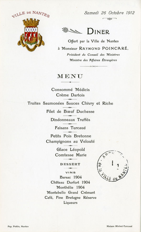 Menu du dîner du 26 octobre (I1C19D3)