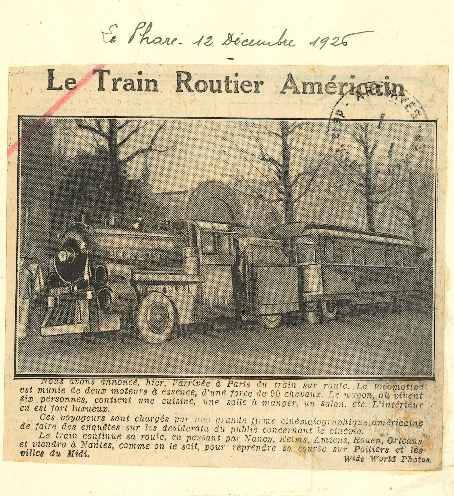 Article publié dans le journal Le Phare de la Loire du 12 décembre 1926 (1I879)