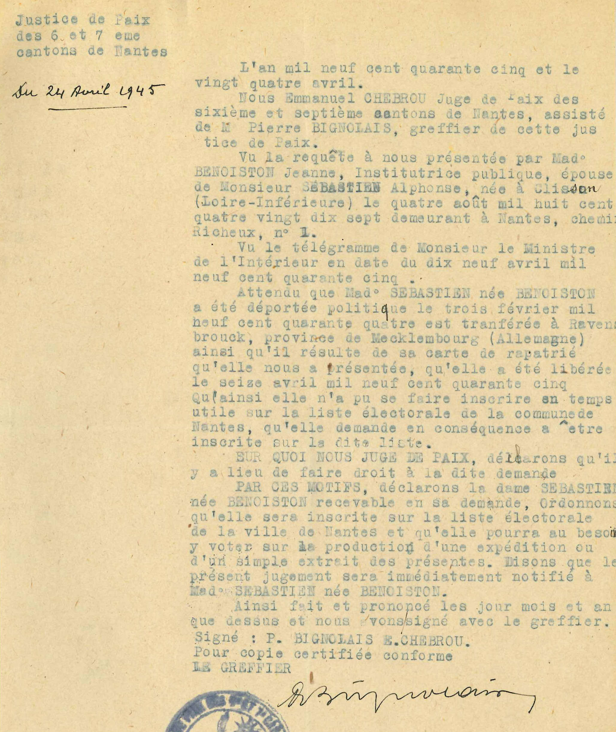 Document du mois - Devenir électrice à la Libération 