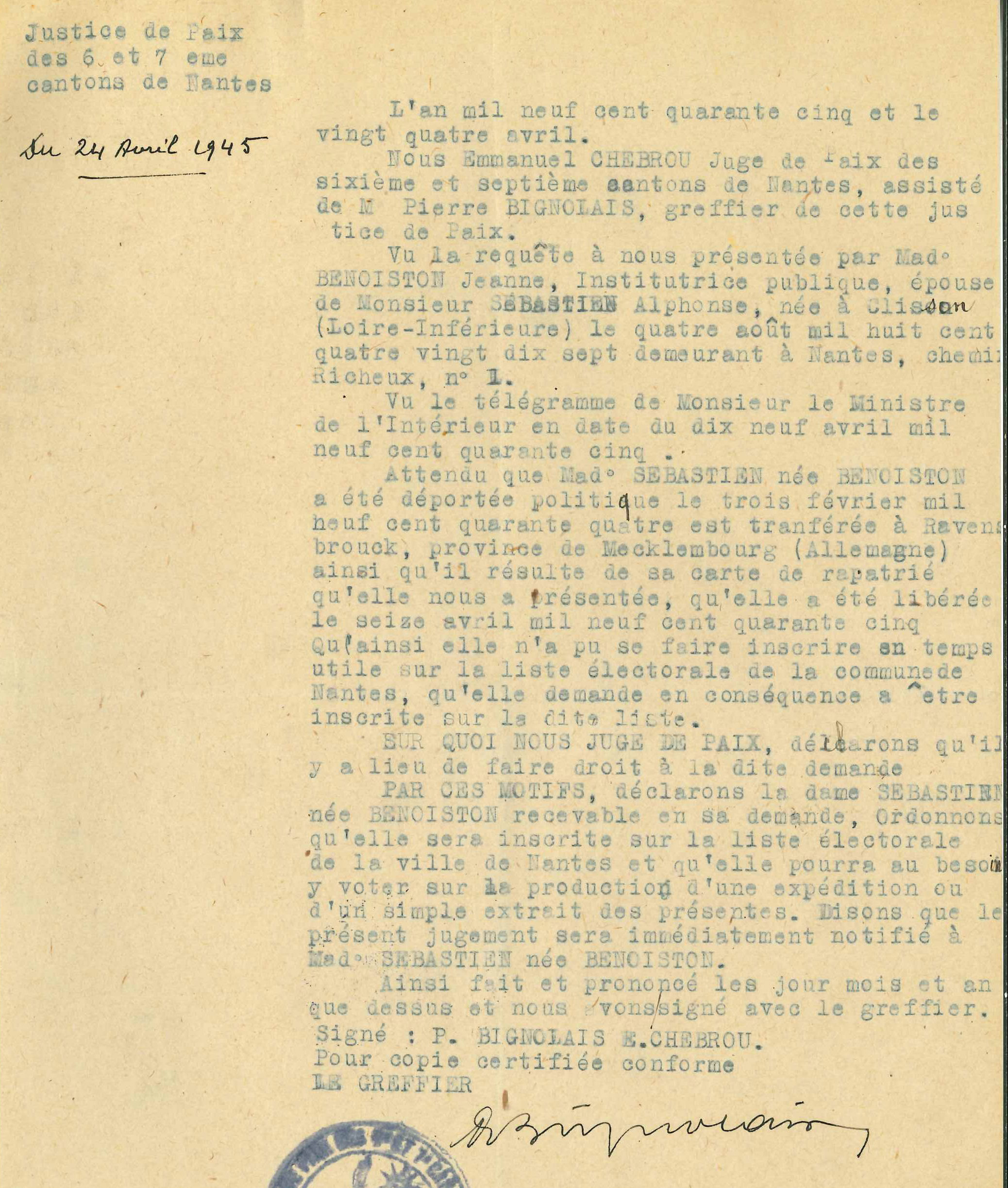 Document du mois - Devenir électrice à la Libération 