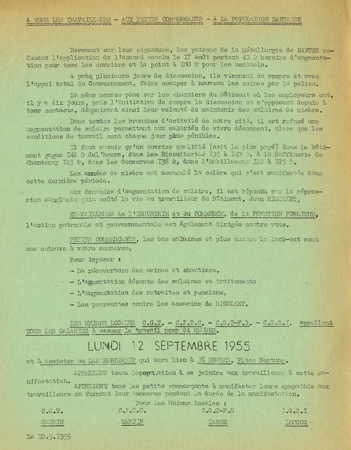Document du mois – Les grèves de 1955 : l’été où la mobilisation ouvrière a embrasé la ville 