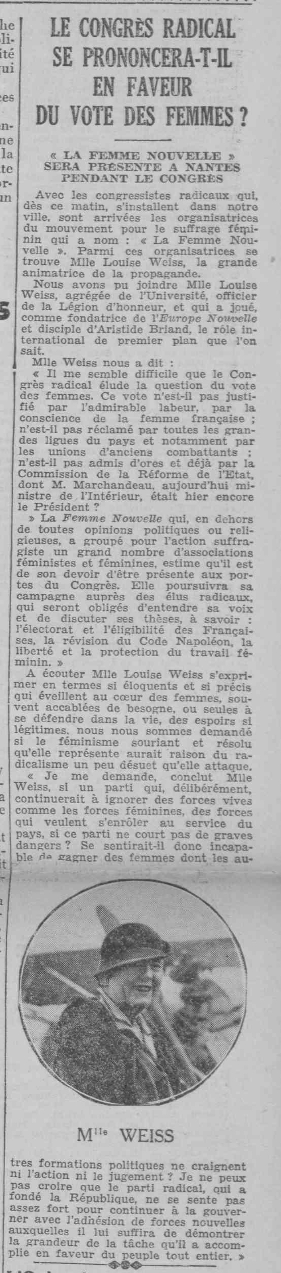 Extrait du Populaire de Nantes du 25 octobre 1934 (5PRES95)