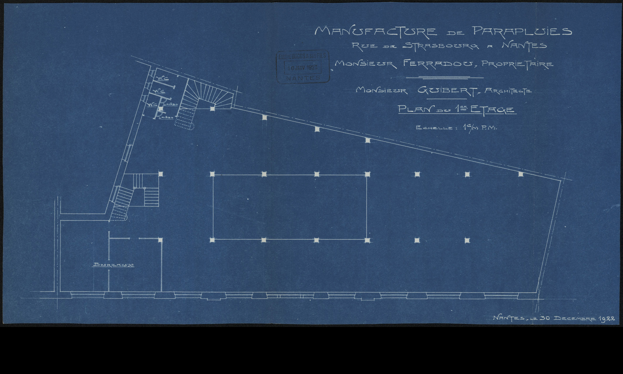 Plan du premier étage de la manufacture de parapluies. (1O3394)