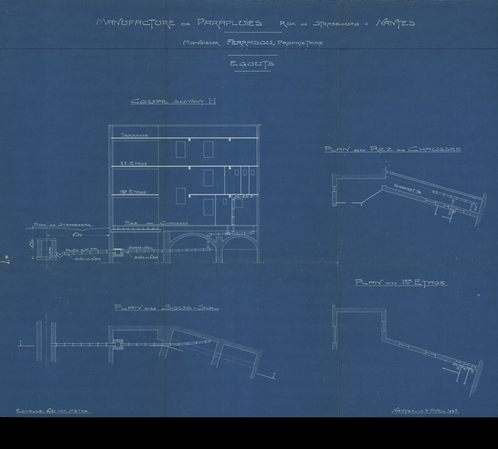 Plan des égouts de la manufacture de parapluies (1O3394)