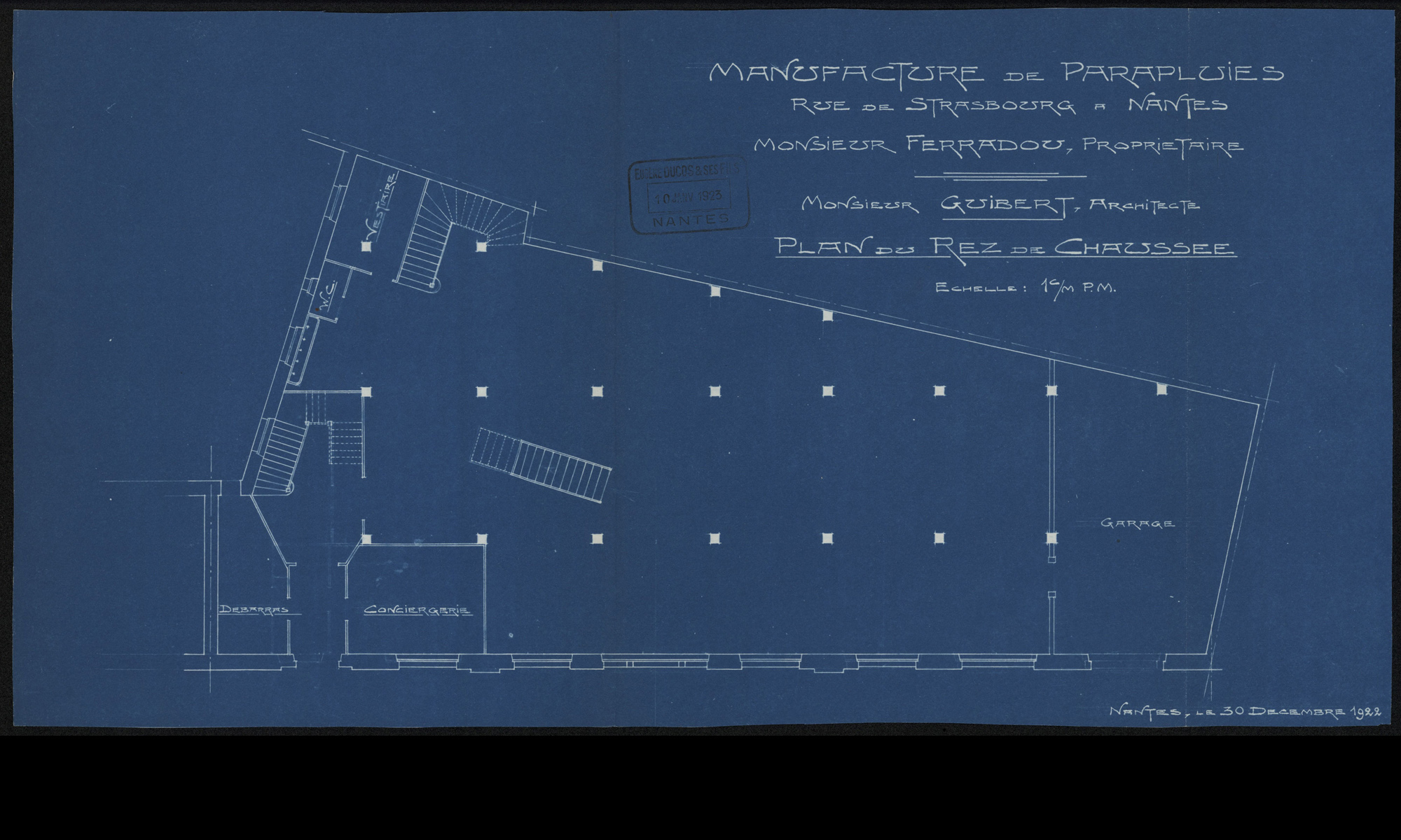 Plan du rez-de-chausée de la manufacture de parapluies (1O3394)