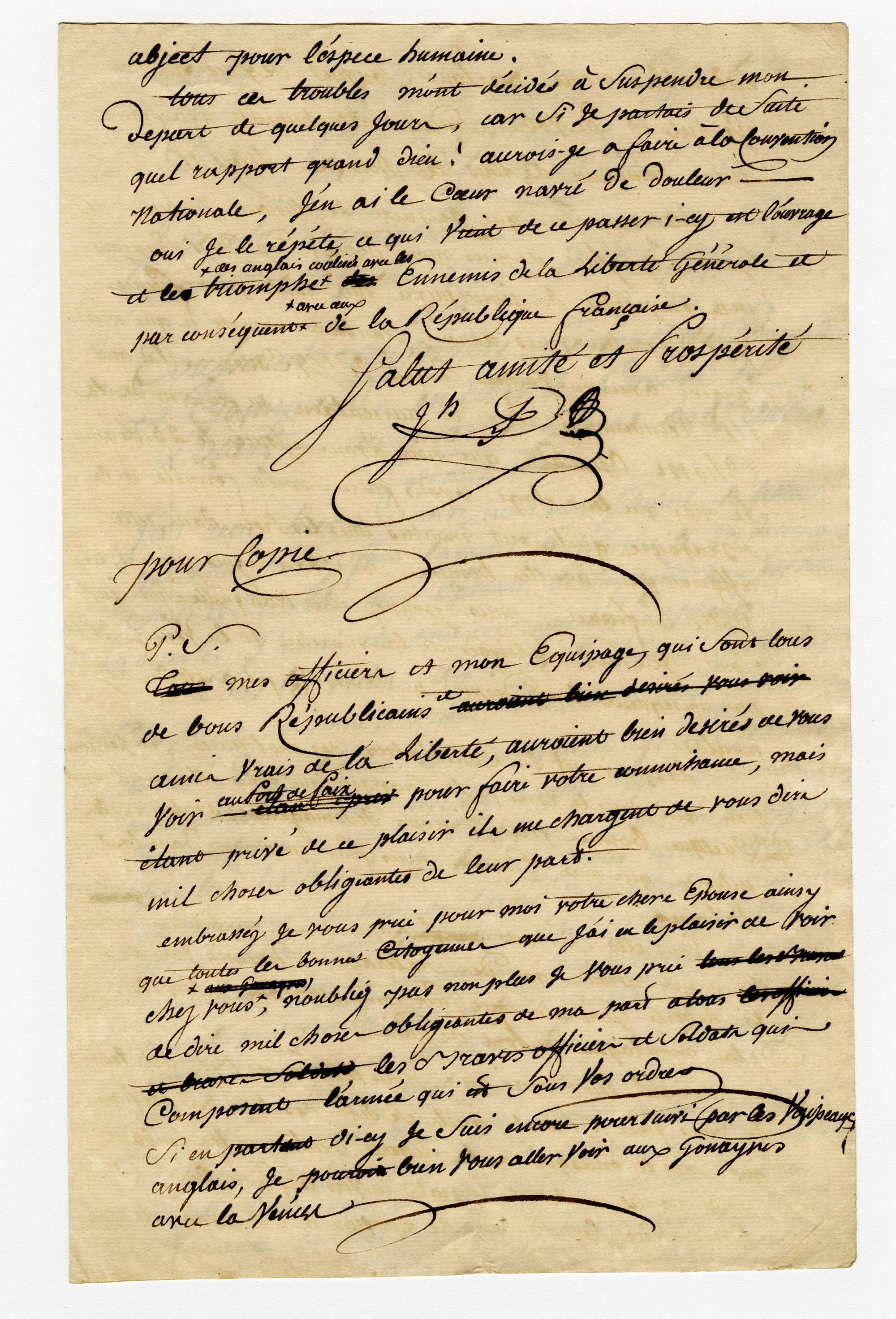 Brouillon de la lettre de Joseph-Augustin Desagenaux à Toussaint Louverture, le 19 février 1796, page 3/3 (104Z8)