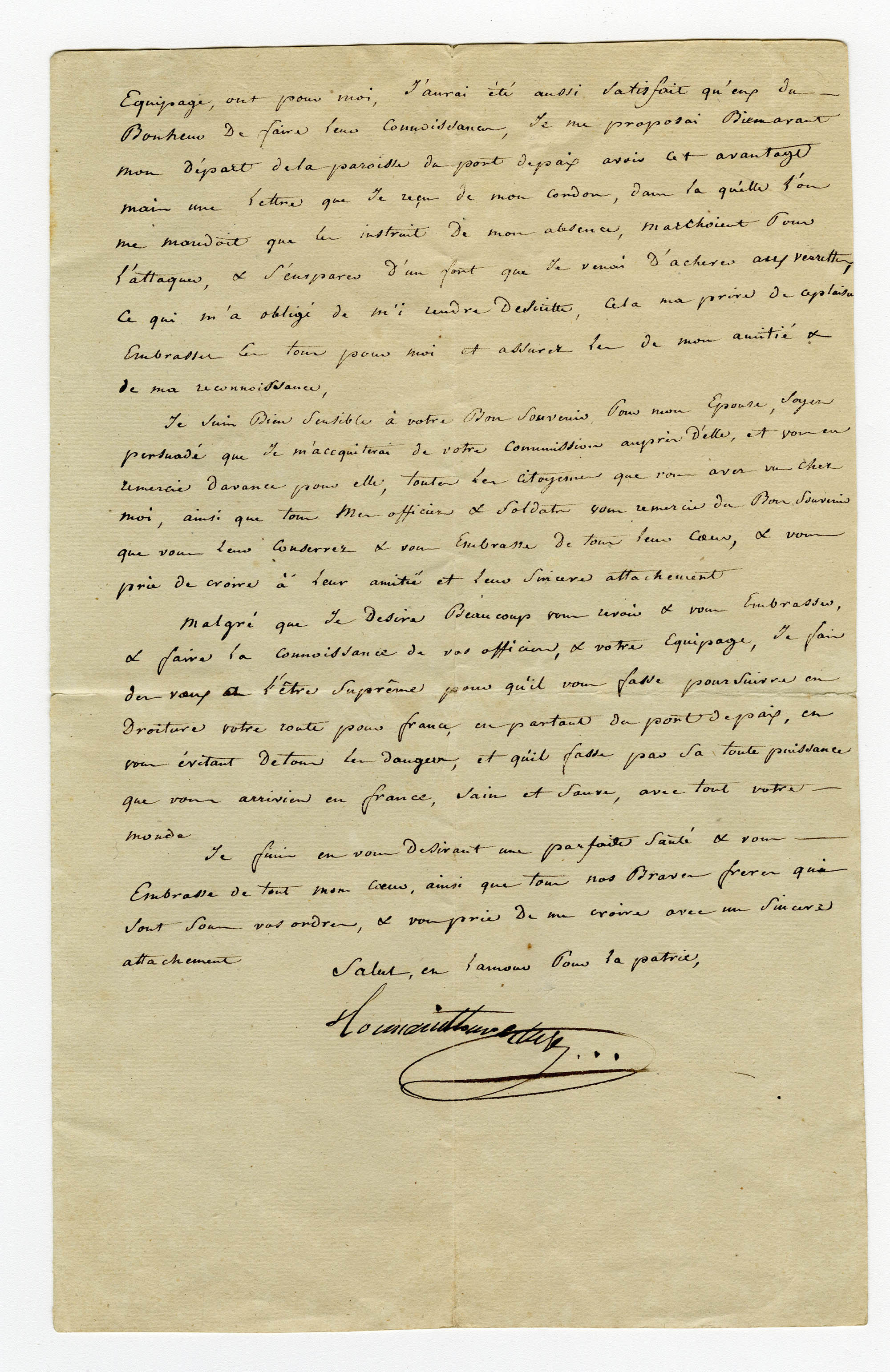 Lettre de Toussaint Louverture à Joseph-Augustin Desagenaux, le 26 février 1796, page 3/3 (104Z8)