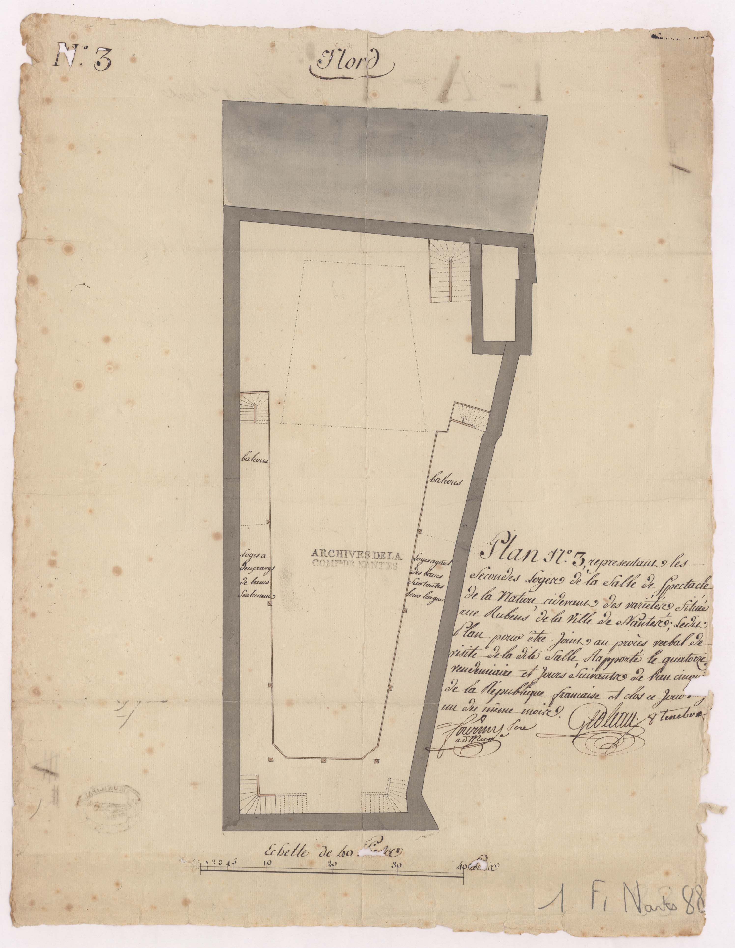 Théâtre des Variétés, plan des secondes loges, 1796. 1Fi88.