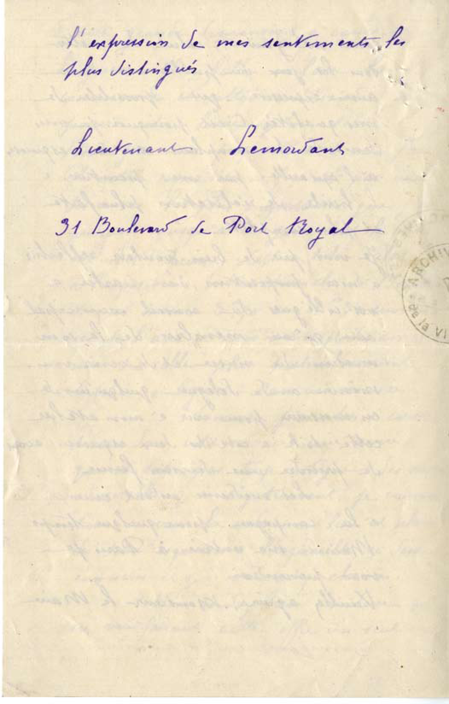 Courrier de Jean-Julien Lemordant au maire de Nantes en date du 5 août 1917, page 4/4 (2R771)