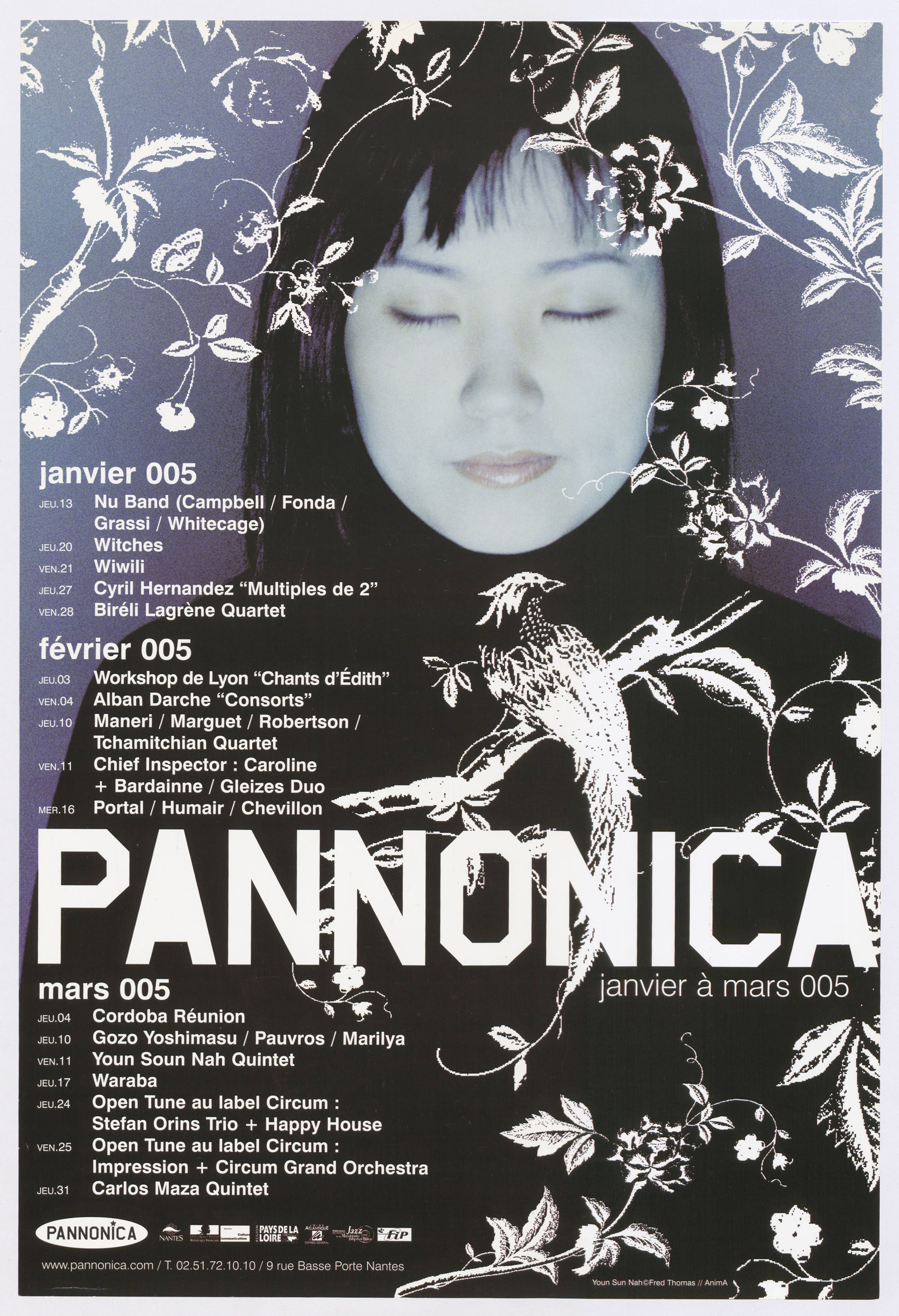 Affiche annonçant la programmation du Pannonica pour la saison janvier-mars 2005 (328Z - fonds Pannonica)