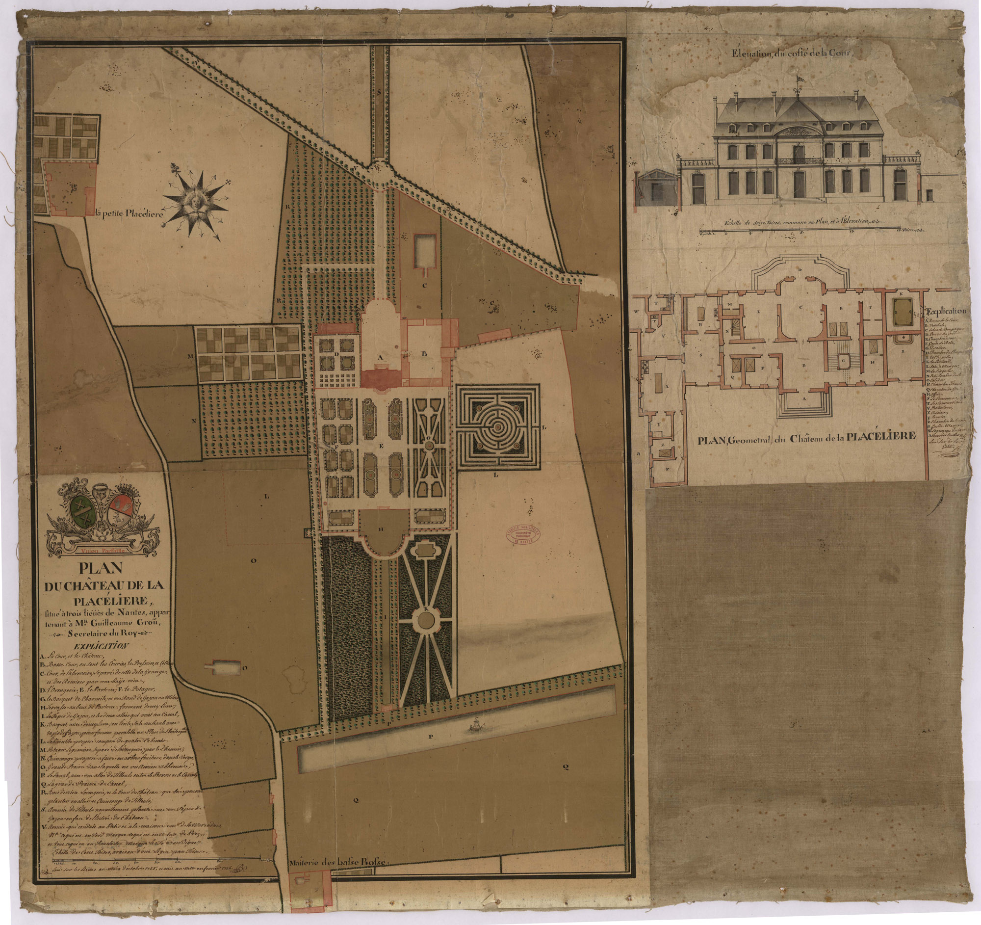 Plan du château de la Placelière, 1756 (1Fi39)