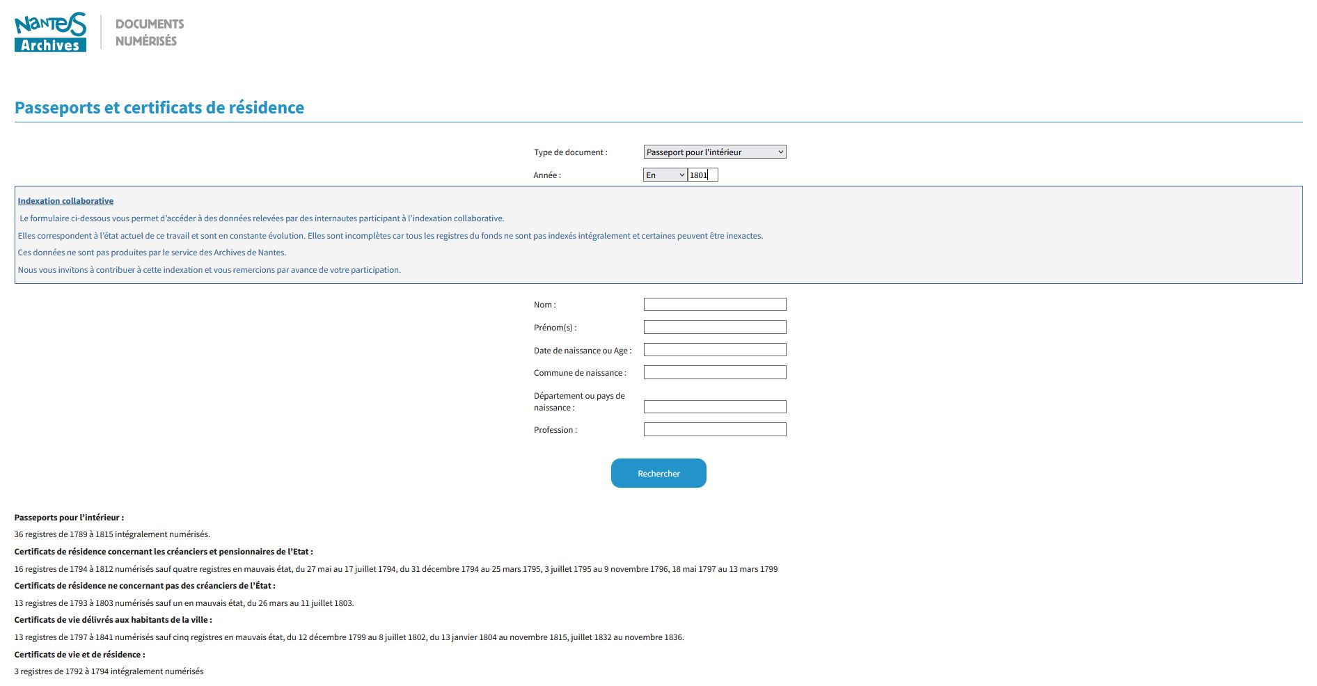 Sélectionnez la catégorie et l'année du document que vous souhaitez indexer