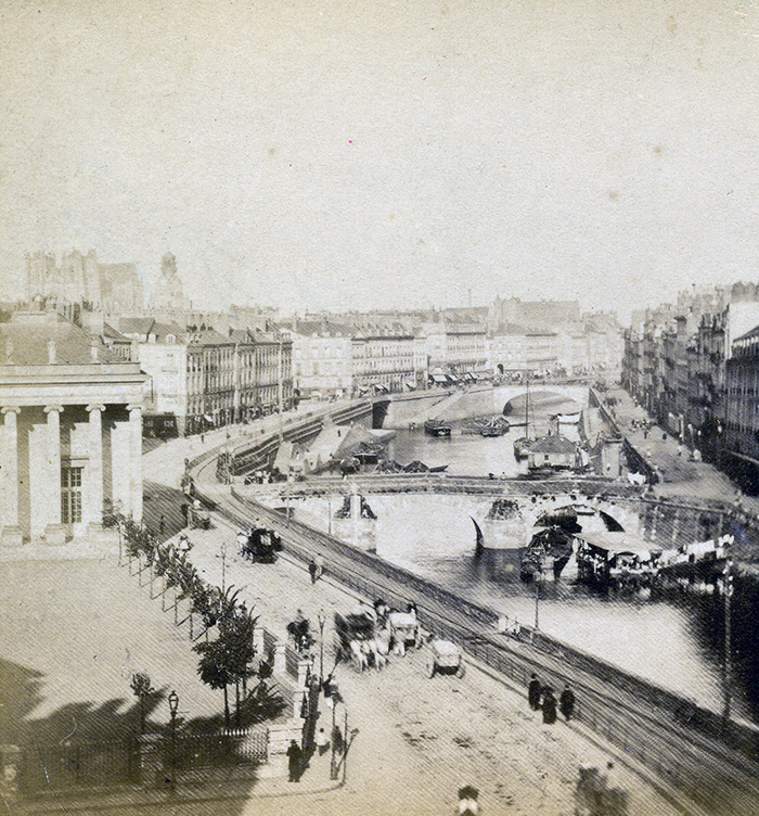 Place de la Bourse, vers 1865, Joseph Trésorier.  © Fonds Potet, Archives de Nantes
