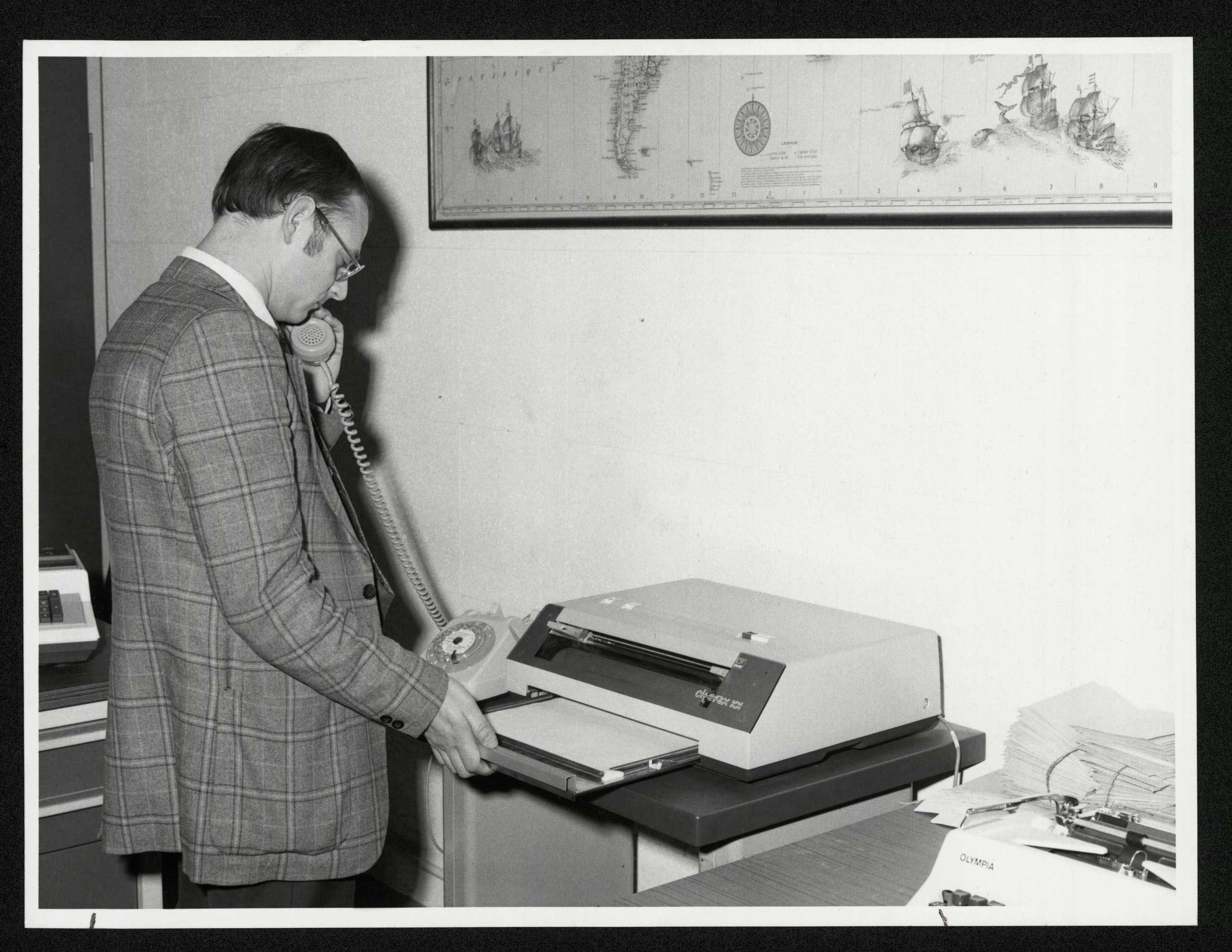 Intérieur d'un service de télécopie Novembre 1974