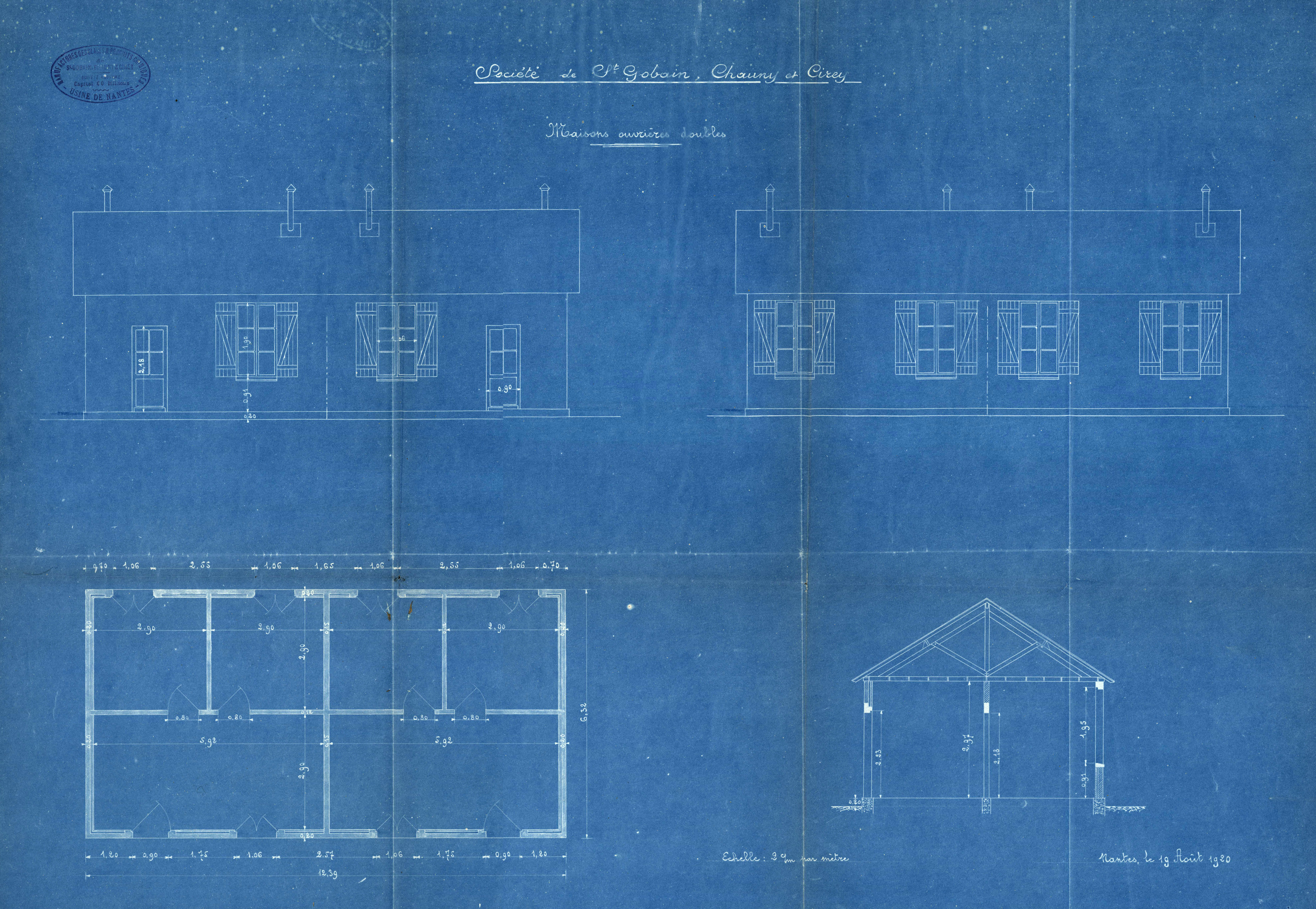 Groupe de maisons ouvrières de la société Saint-Gobain, Chauny et Cirey, lieu-dit de la Pièce- Pointue à Chantenay (1920), 1O2542 (c) Archives de Nantes
